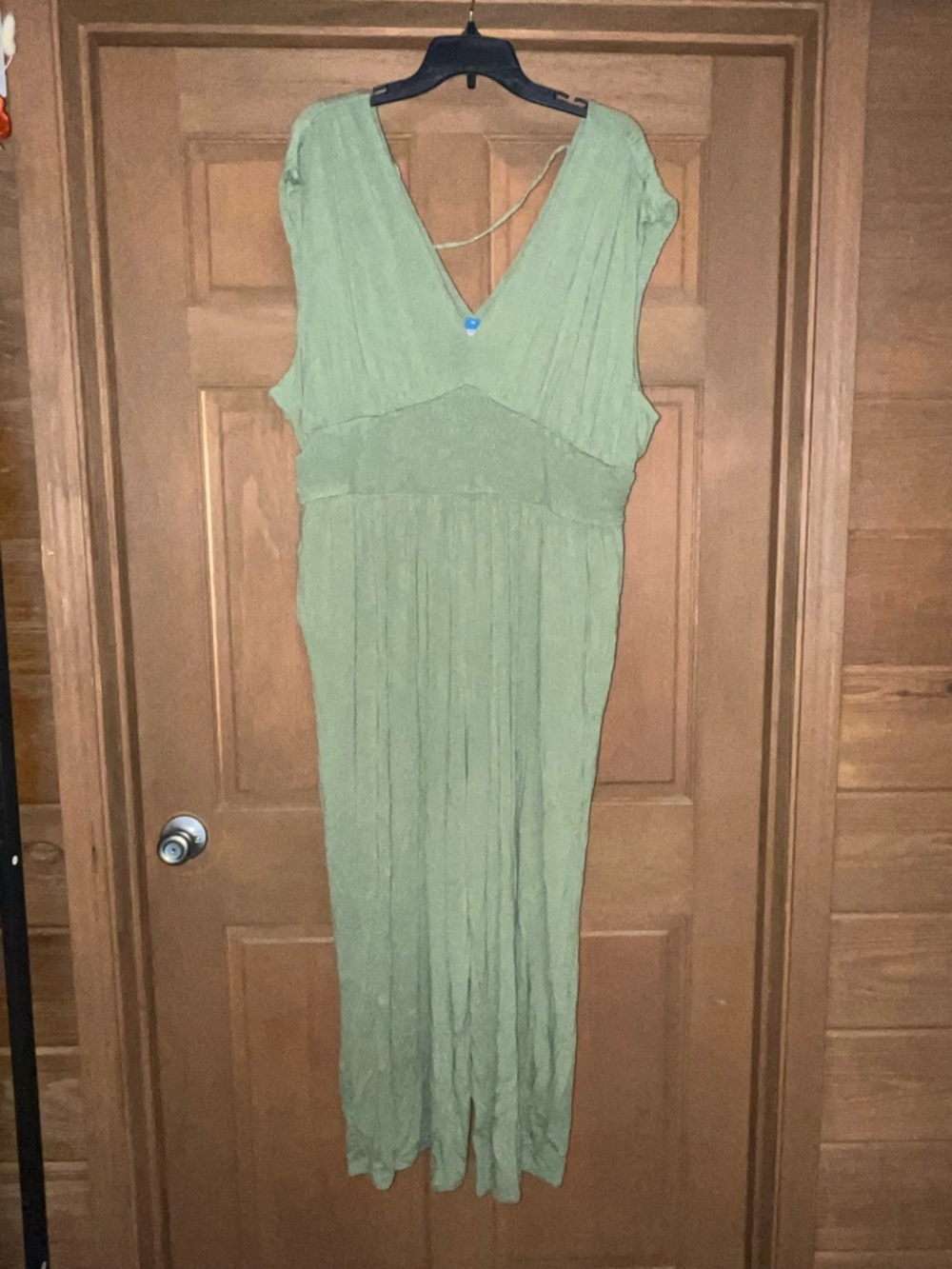 Old Navy Olive Green V-Neck/Back Jumpsuit with Gathered Waist